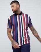 Asos Design Relaxed Polo Shirt With Vertical Stripe - Multi