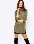 J.d.y Funnel Neck Knit Dress - Dusty Olive