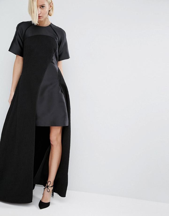 Asos White Textured Maxi Dress With Contrast Panels - Black