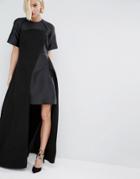 Asos White Textured Maxi Dress With Contrast Panels - Black