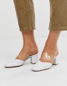 Depp Leather Clear Strap Heeled Mules In White
