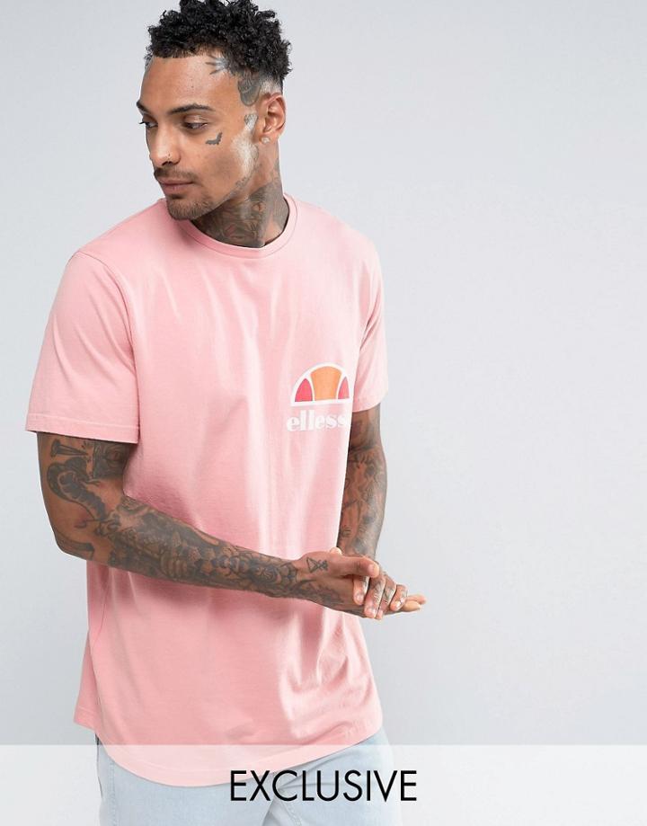 Ellesse T-shirt With Curved Hem - Pink