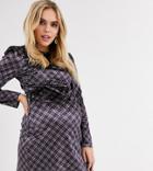 Fashion Union Maternity Body Dress In Velvet Check-multi