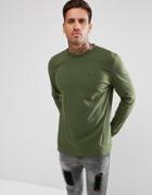 Psycho Bunny Long Sleeve Top Crew Neck Regular Fit In Green Marl - Green