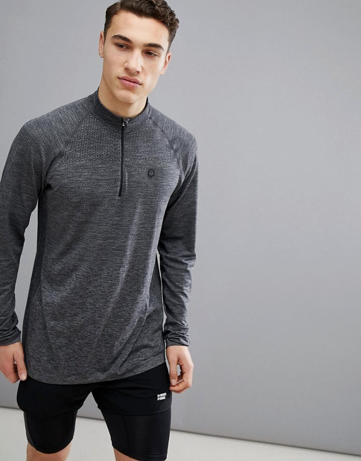 Jack & Jones Core Performance 1/4 Zip Running Top - Gray