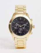 Asos Design Gold Plated Bracelet Watch With Black Dial - Gold