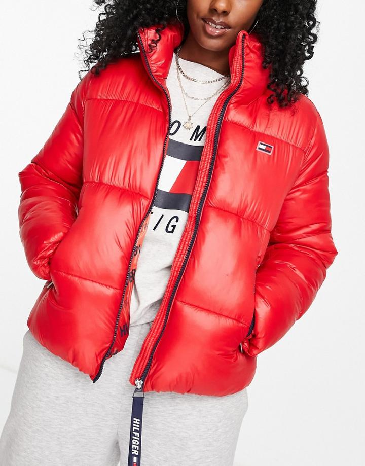 Tommy Hilfiger Sport Funnel Neck Padded Jacket In Red