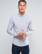 Asos Casual Skinny Oxford Shirt With Logo In Blue - Blue