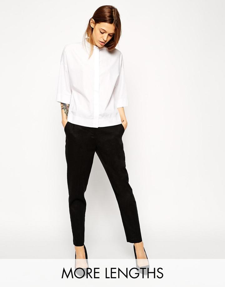 Asos Slim Cigarette Linen Pants - Black