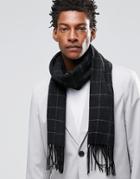 Asos Woven Scarf In Grid Check - Black