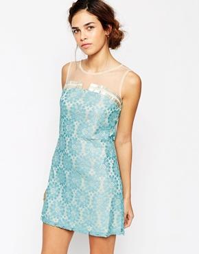 Little Mistress Lace Panel Body-conscious Dress - Navy
