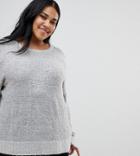 Brave Soul Plus Sweater With Pearl Embellishment - Gray
