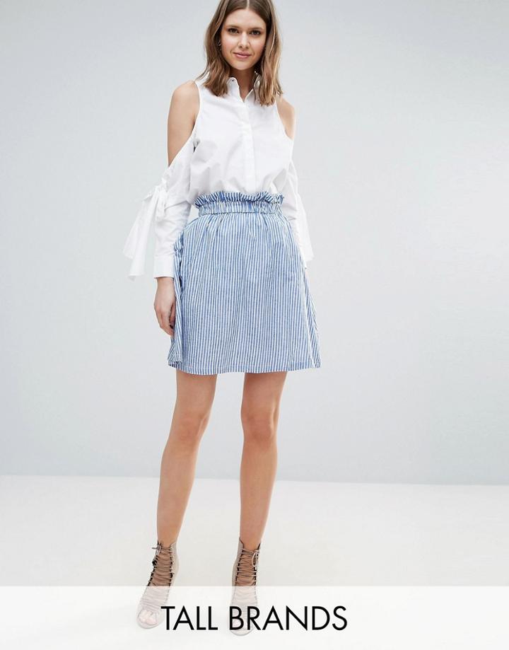 Y.a.s Tall Kolo Fine Stripe Printed Skirt Co-ord - Blue