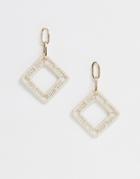 Asos Design Earrings With Thread Wrapped Open Square Drop In Gold Tone - Gold