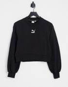Puma Classics Puffed Sleeves Crew Neck Sweatshirt In Black