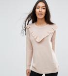 Brave Soul Tall Frill Crew Neck Sweater - Pink