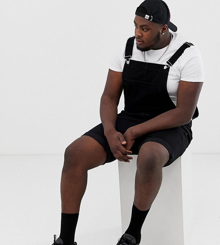 Asos Design Plus Shorts Overall In Black
