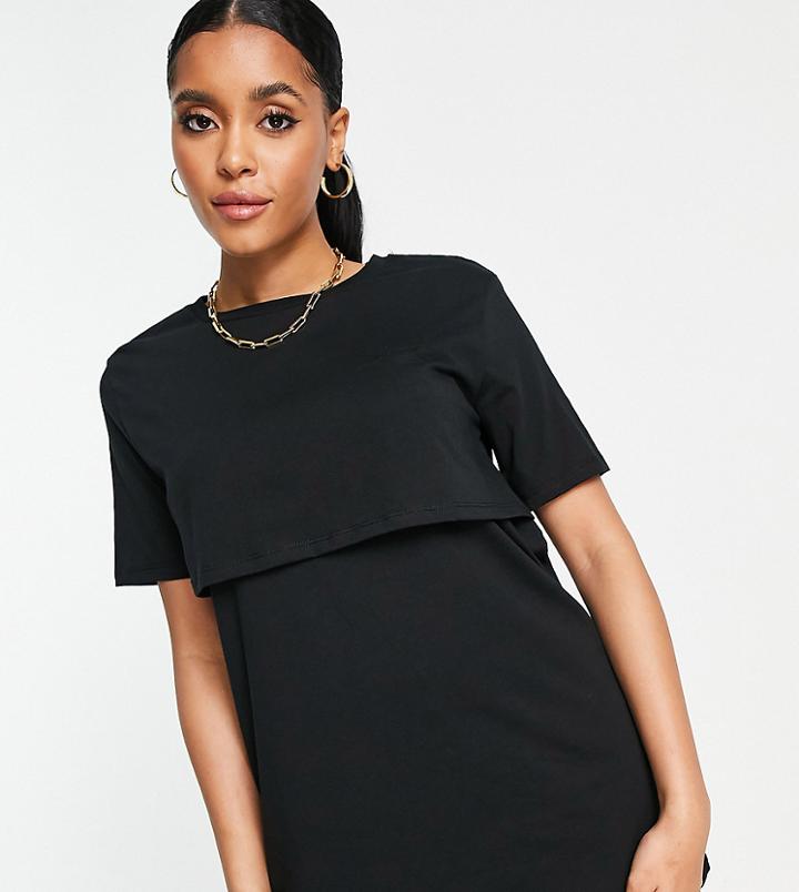 River Island Maternity Nursing Boyfriend T-shirt In Black