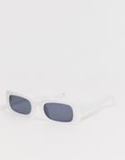 Asos Design Narrow Square Sunglasses In White