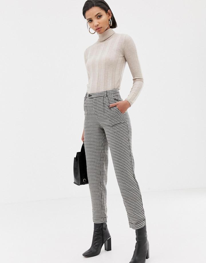 Mango Mini Dog Tooth Roll Up Pants In Multi - Multi