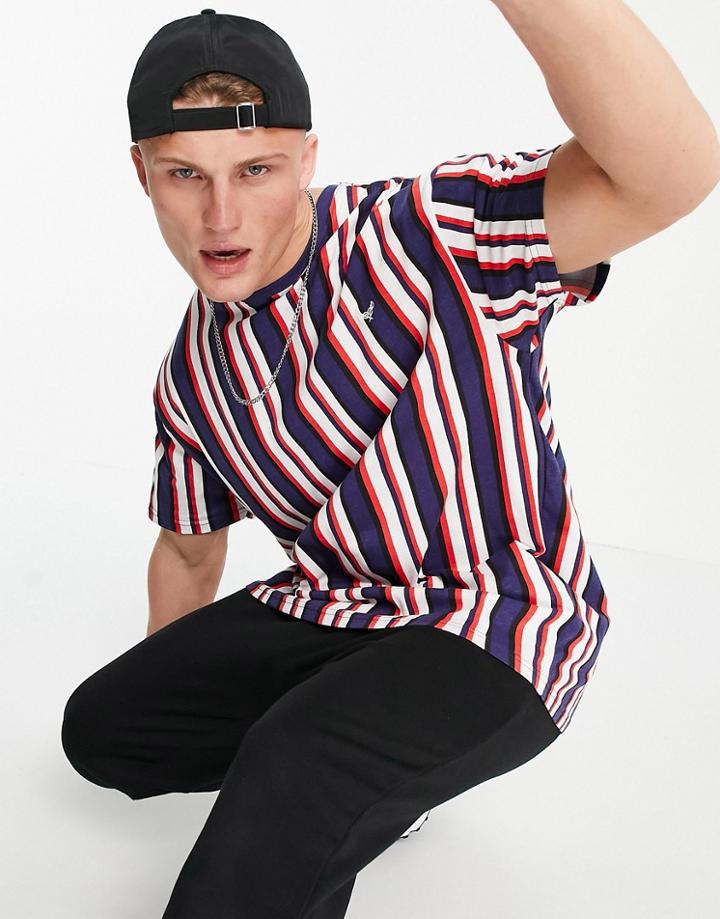 Threadbare Oversized Coordinating Striped T-shirt In Red, Navy And White-multi