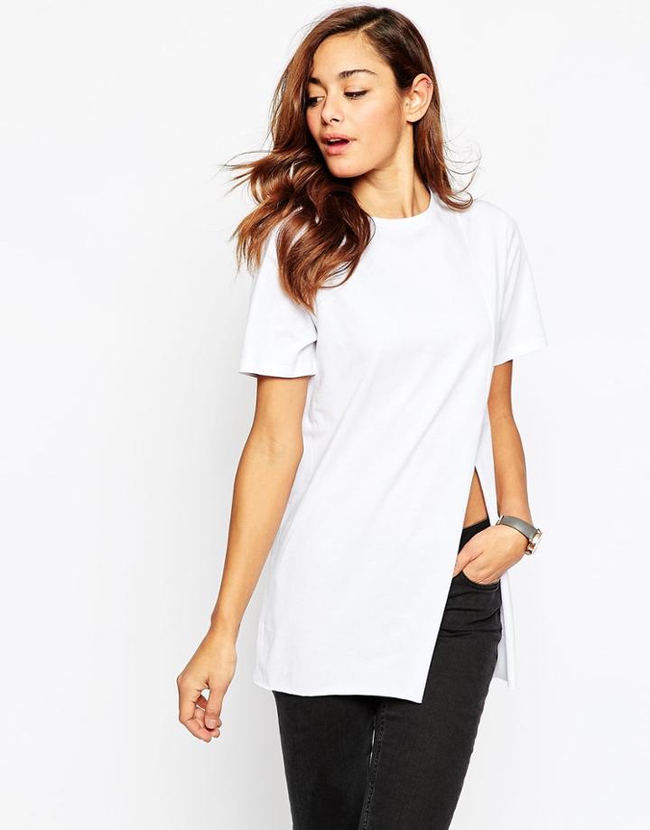 Asos Split Front T-shirt - White