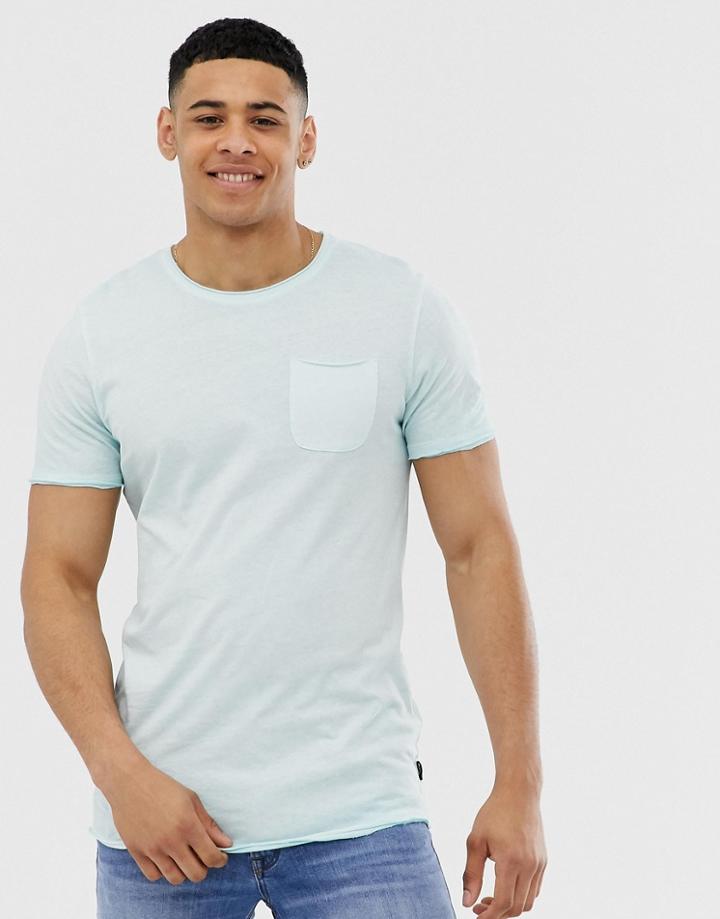Jack & Jones Originals Pocket T-shirt With Raw Edge - Blue
