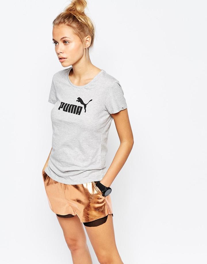 Puma Fitted Tank Top With Front Logo - Gray