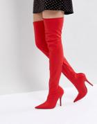 Public Desire Refuge Over The Knee Boots - Red