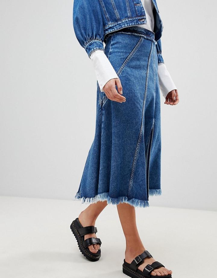 Sportmax Code Denim Midi Skirt Co-ord - Navy
