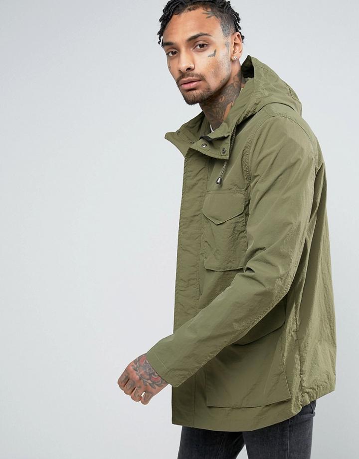 Asos Parka Jacket With 4 Pockets In Khaki - Green