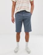 Asos Design Slim Longer Chino Shorts In Storm Gray - Beige