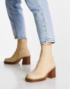 Asos Design Even Chunky Platform Boots In Natural-neutral