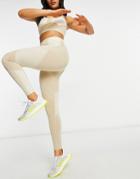 Hiit Two Tone Seamless Leggings In Taupe-neutral