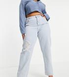 In The Style Plus Exclusive Dad Jeans In Light Blue-blues