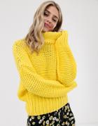 Free People My Only Sunshine Chunky Knit Sweater-yellow