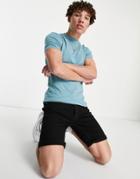 Asos Design Organic Cotton Blend Muscle Fit T-shirt In Blue-blues