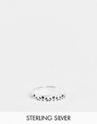Asos Design Sterling Silver Band Ring With Stars And Moon Emboss In Silver