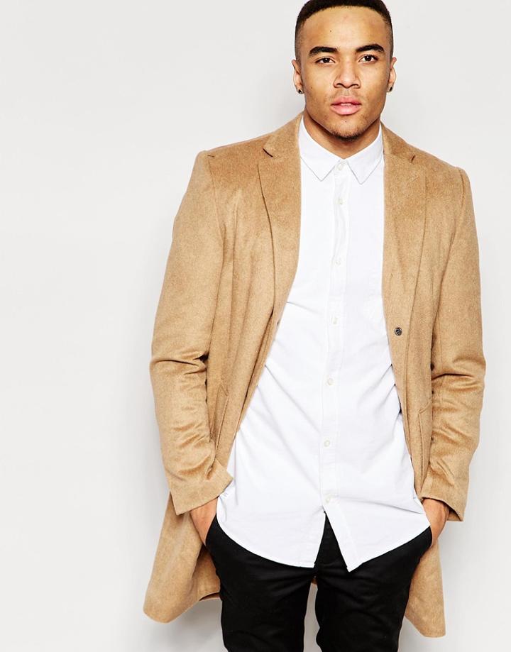 Native Youth Wool Blend Overcoat - Tan