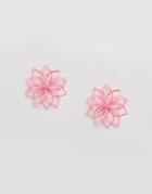Asos 3d Flower Stud Earrings - Pink