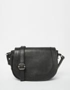 Warehouse Stitch Leather Mini Saddle Bag - Black