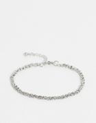 Asos Design Stainless Steel Rope Chain Bracelet In Silver Tone