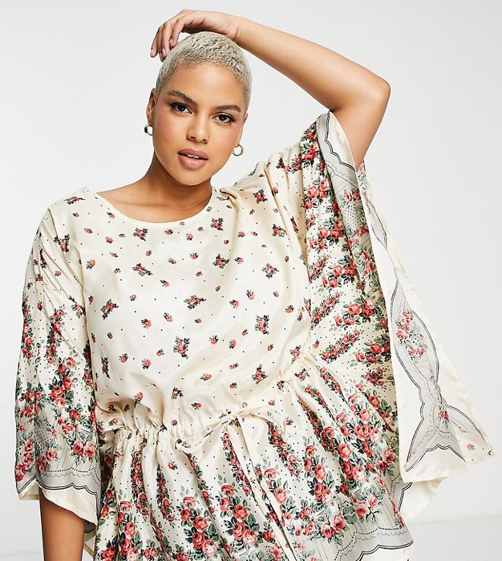 River Island Plus Kimono Top In Cream-white