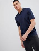 Selected Homme Polo Shirt With Revere Collar - Navy