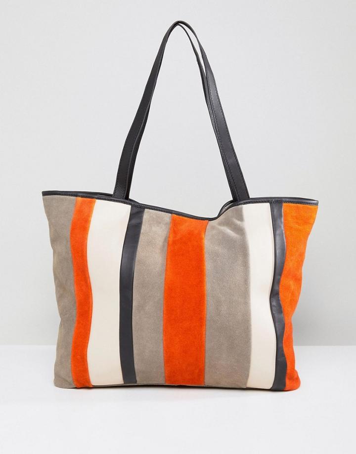 Asos Suede Color Block Stripe Shopper Bag - Multi