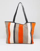 Asos Suede Color Block Stripe Shopper Bag - Multi