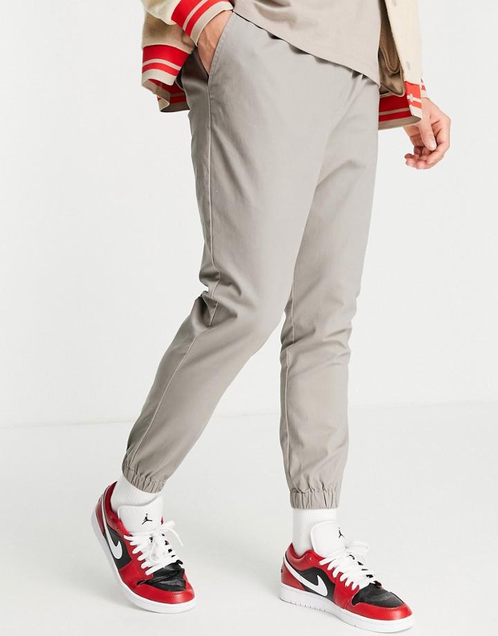 Asos Design Tapered Chino Sweatpants In Light Gray