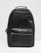 Bershka Faux Snake Backpack In Black - Black