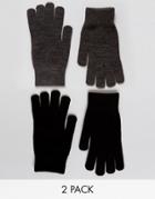 Monki 2 Pack Gloves - Black