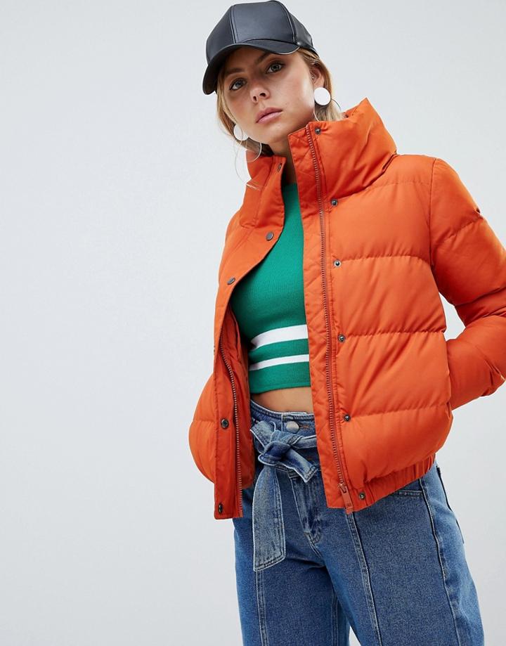 Brave Soul Slay Short Padded Coat - Orange